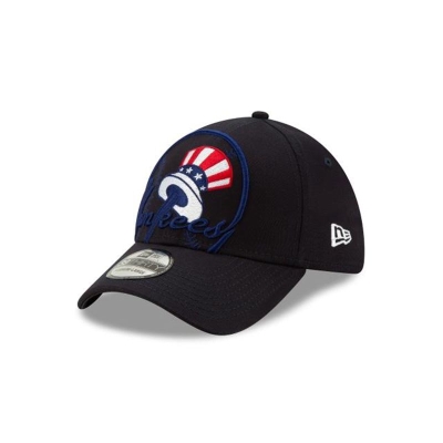 Blue New York Yankees Hat - New Era MLB Logo Elements 39THIRTY Stretch Fit Caps USA1235489